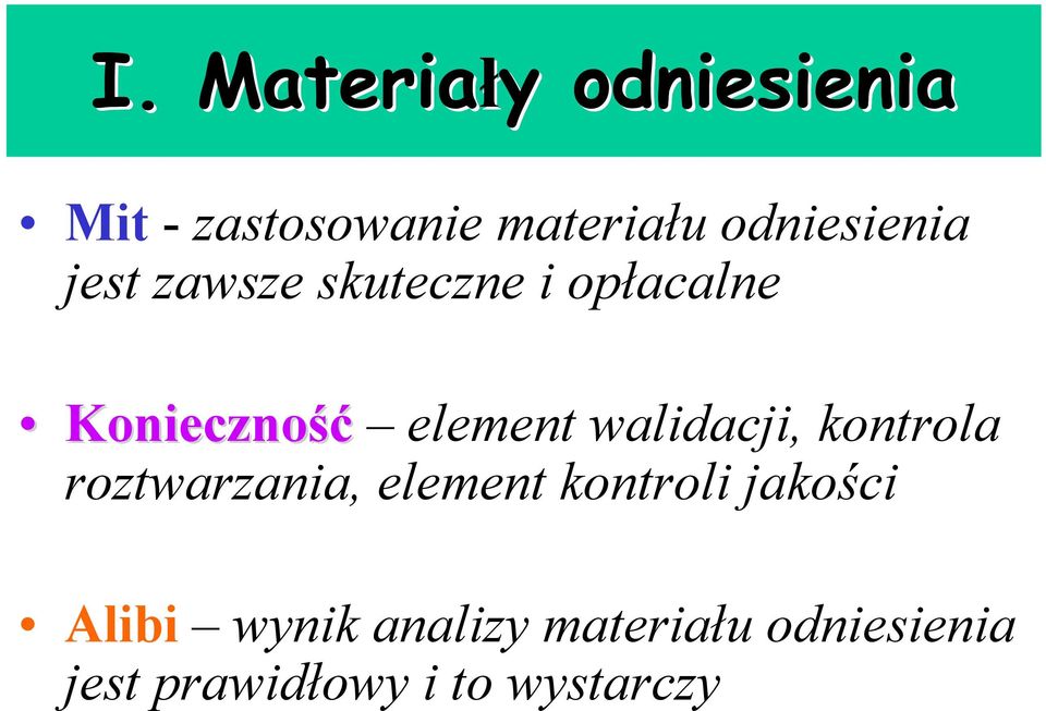 element walidacji, kontrola roztwarzania, element kontroli