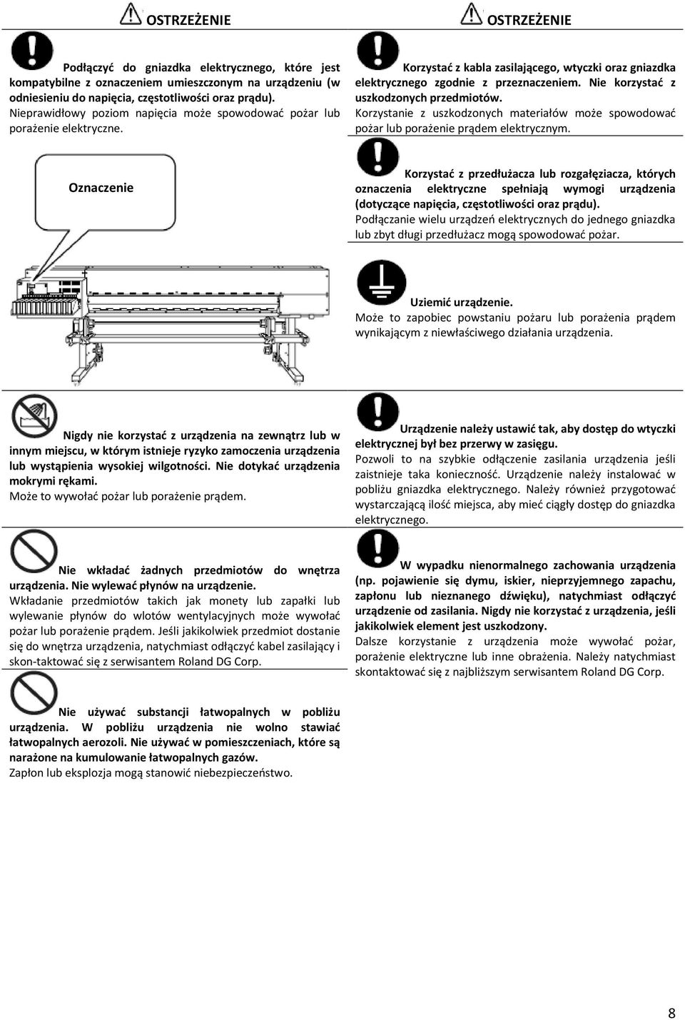 Nie korzystać z uszkodzonych przedmiotów. Korzystanie z uszkodzonych materiałów może spowodować pożar lub porażenie prądem elektrycznym.