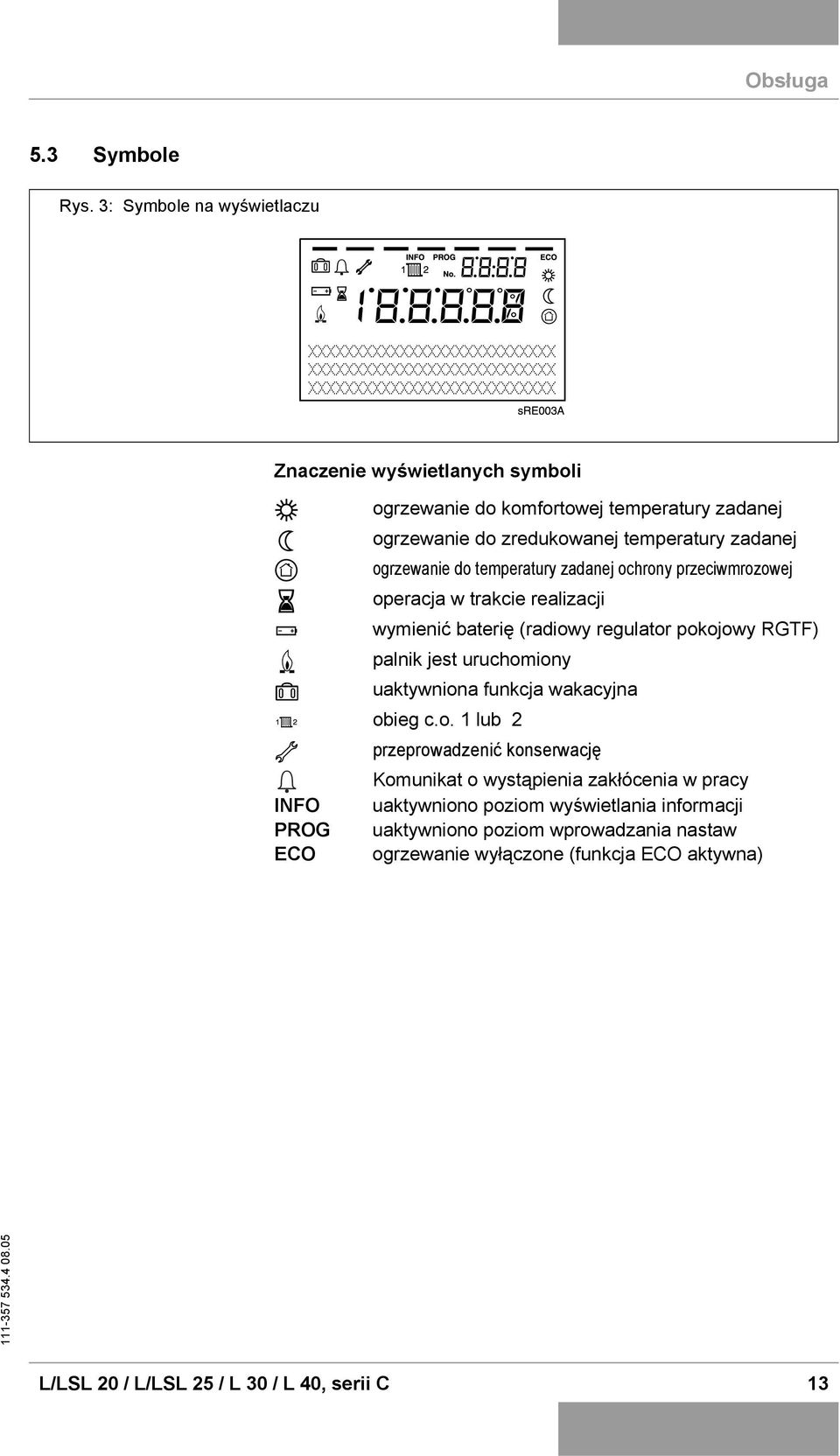 zadanej ogrzewanie do temperatury zadanej ochrony przeciwmrozowej operacja w trakcie realizacji wymienić baterię (radiowy regulator pokojowy RGTF) palnik jest