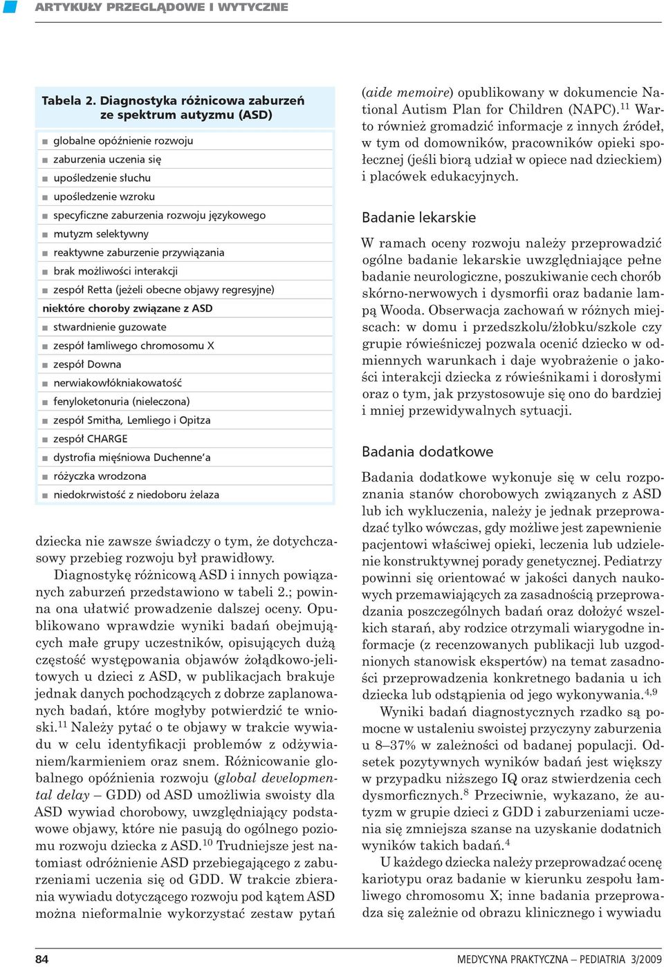 selektywny reaktywne zaburzenie przywiązania brak możliwości inter akcji zespół Retta (jeżeli obecne objawy regresyjne) niektóre choroby związane z ASD stwardnienie guzowate zespół łamliwego