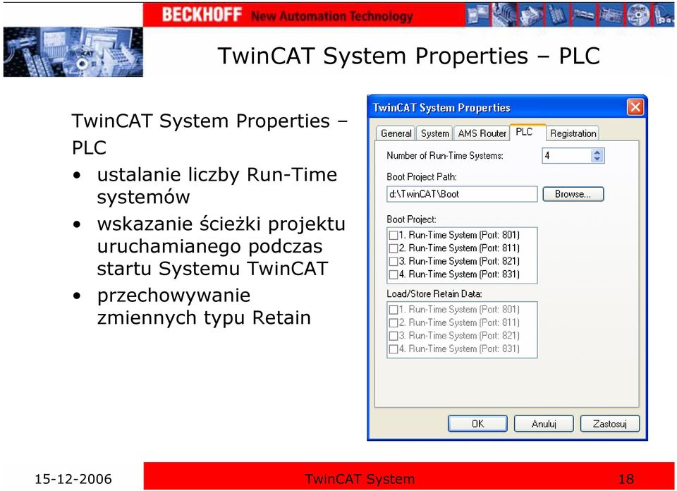 projektu uruchamianego podczas startu Systemu TwinCAT