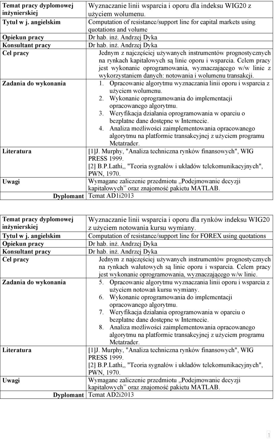 Celem pracy jest wykonanie oprogramowania, wyznaczającego w/w linie z wykorzystaniem danych: notowania i wolumenu transakcji.