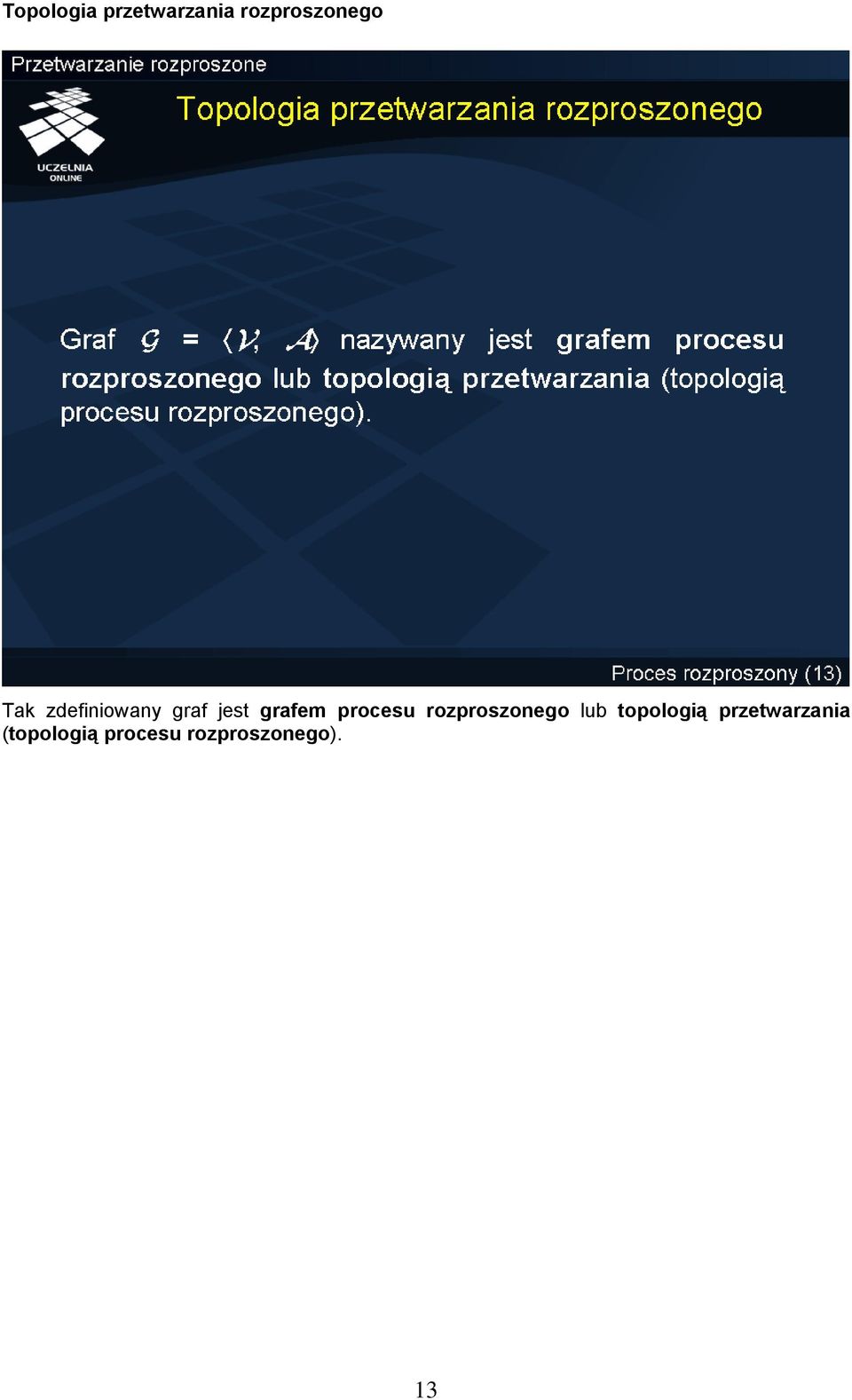 procesu rozproszonego lub topologią