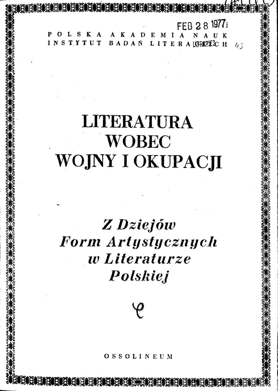 t2c H If LITERATURA WOBEC WOJNY I OKUPACJI