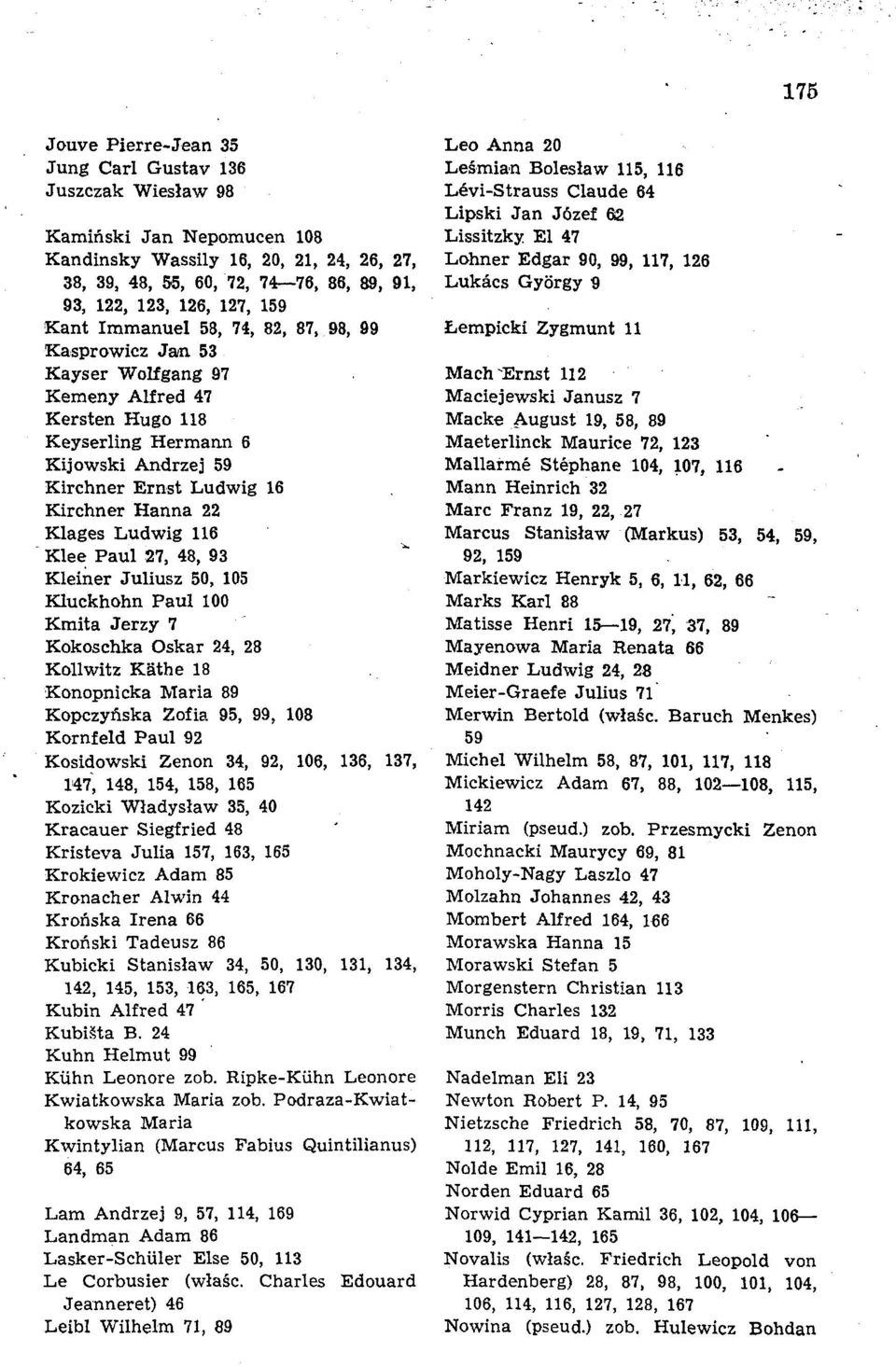 22 Klages Ludwig 116 Klee Paul 27, 48, 93 Kleiner Juliusz 50, 105 Kluckhohn Paul 100 Kmita Jerzy 7 Kokoschka Oskar 24, 28 Kollwitz Käthe 18 Konopnicka Maria 89 KopczyAska Zofia 95, 99, 108 Kornfeld