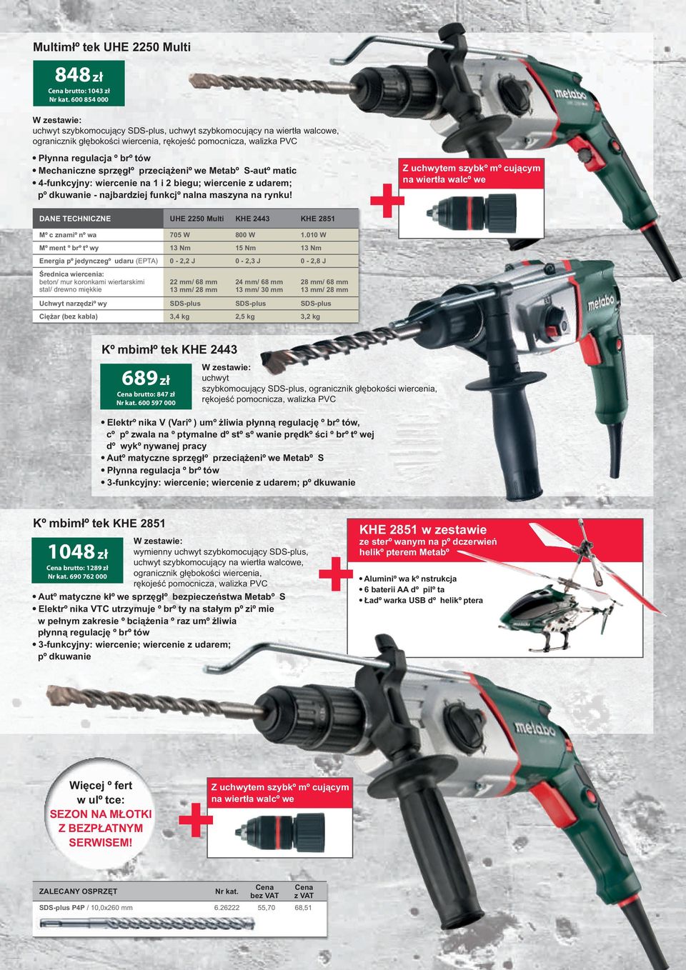 eniowe Metabo S-automatic 4-funkcyjny: wiercenie na 1 i 2 biegu; wiercenie z udarem; podkuwanie - najbardziej funkcjonalna maszyna na rynku!