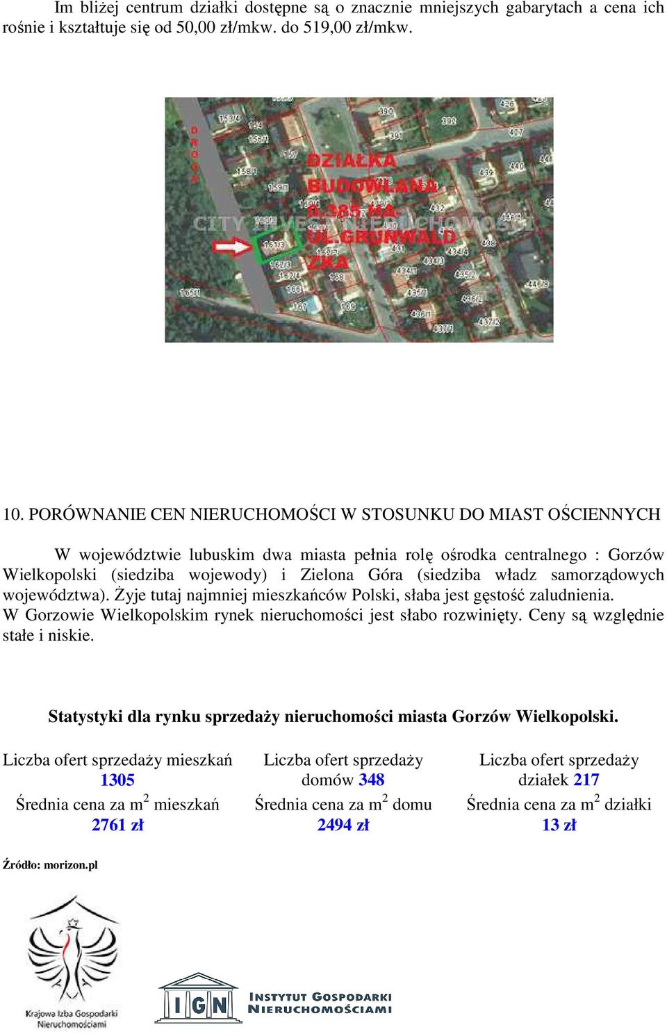 samorządowych województwa). Żyje tutaj najmniej mieszkańców Polski, słaba jest gęstość zaludnienia. W Gorzowie Wielkopolskim rynek nieruchomości jest słabo rozwinięty.