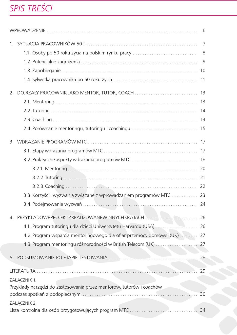 Porównanie mentoringu, tutoringu i coachingu... 13 13 14 14 15 3. WDRAŻANIE PROGRAMÓW MTC... 3.1. Etapy wdrażania programów MTC... 3.2. Praktyczne aspekty wdrażania programów MTC... 3.2.1. Mentoring.