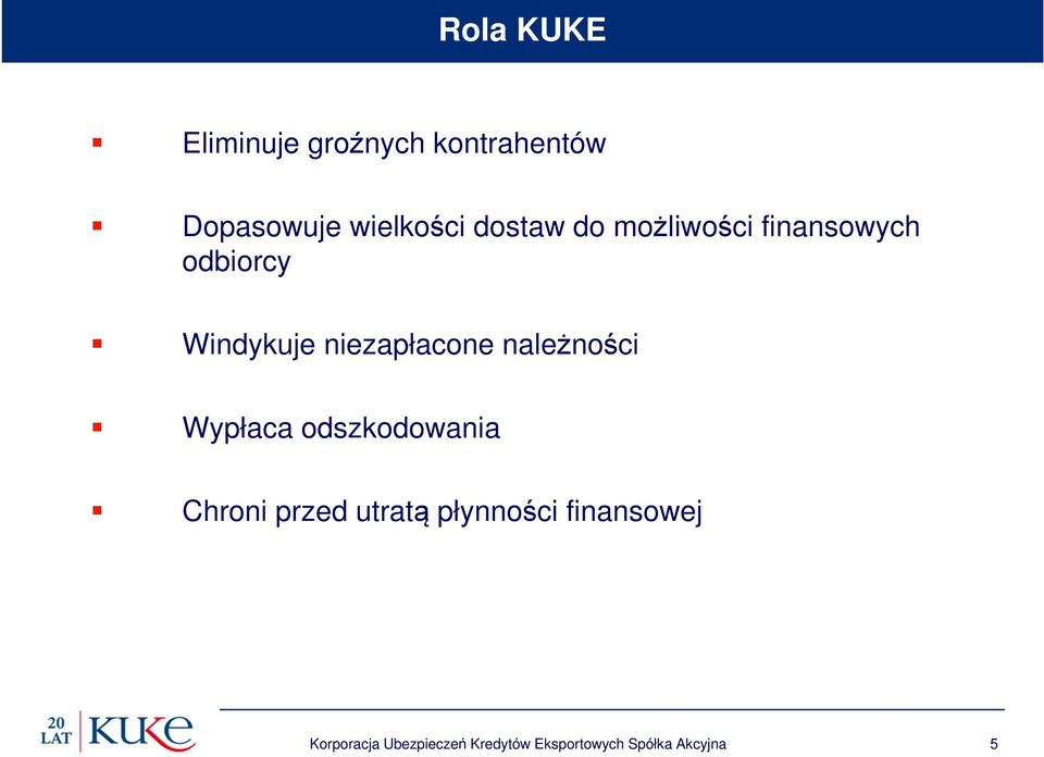 należności Wypłaca odszkodowania Chroni przed utratą płynności