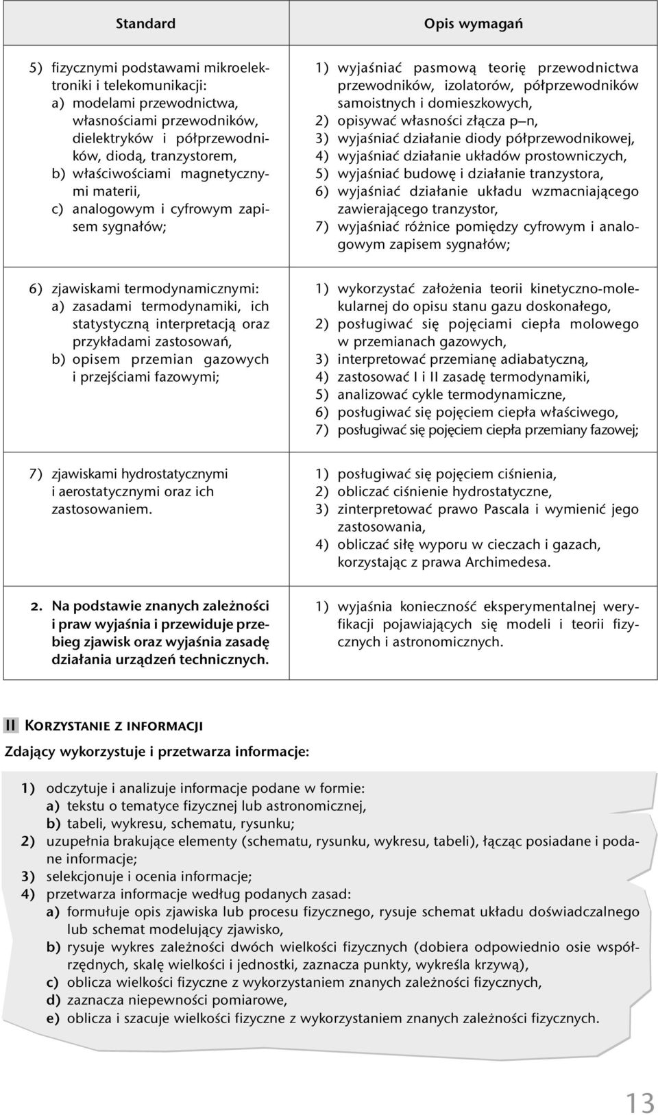 opisywać własności złącza p n, 3) wyjaśniać działanie diody półprzewodnikowej, 4) wyjaśniać działanie układów prostowniczych, 5) wyjaśniać budowę i działanie tranzystora, 6) wyjaśniać działanie