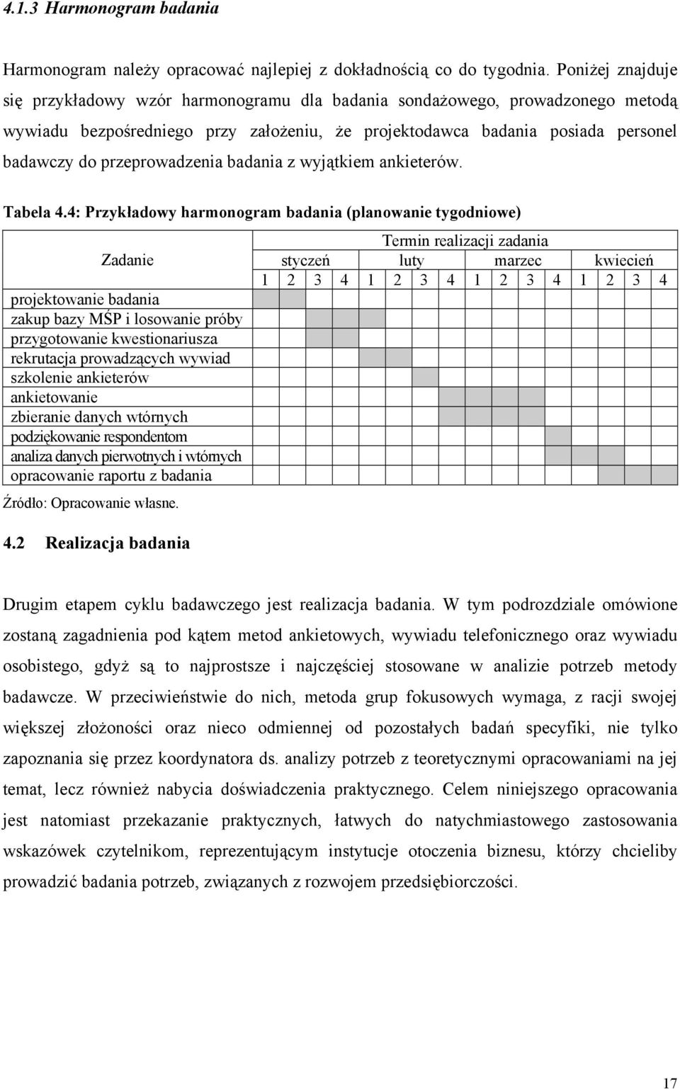 przeprowadzenia badania z wyjątkiem ankieterów. Tabela 4.