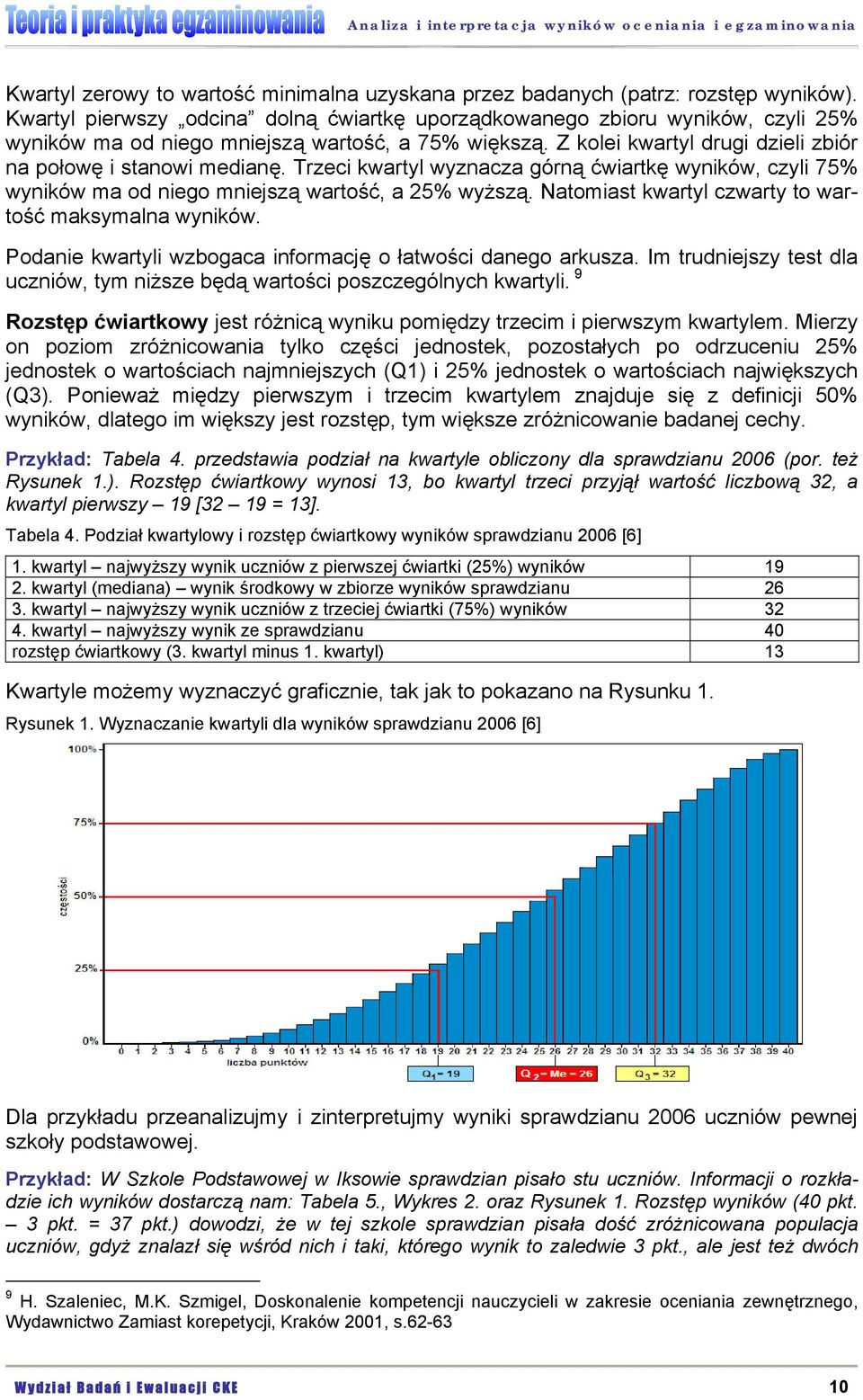 Trzeci kwartyl wyznacza górną ćwiartkę wyników, czyli 75% wyników ma od niego mniejszą wartość, a 5% wyższą. Natomiast kwartyl czwarty to wartość maksymalna wyników.