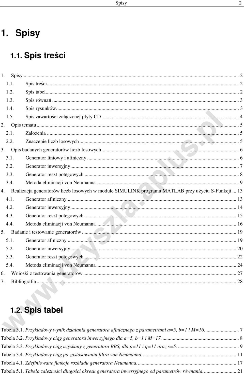 .. 8 3.4. Metoda eliminacji von Neumanna... 9 4. Realizacja generatorów liczb losowych w module SIMULINK programu MATLAB przy użyciu S-Funkcji... 13 4.1. Generator afiniczny... 13 4.2.