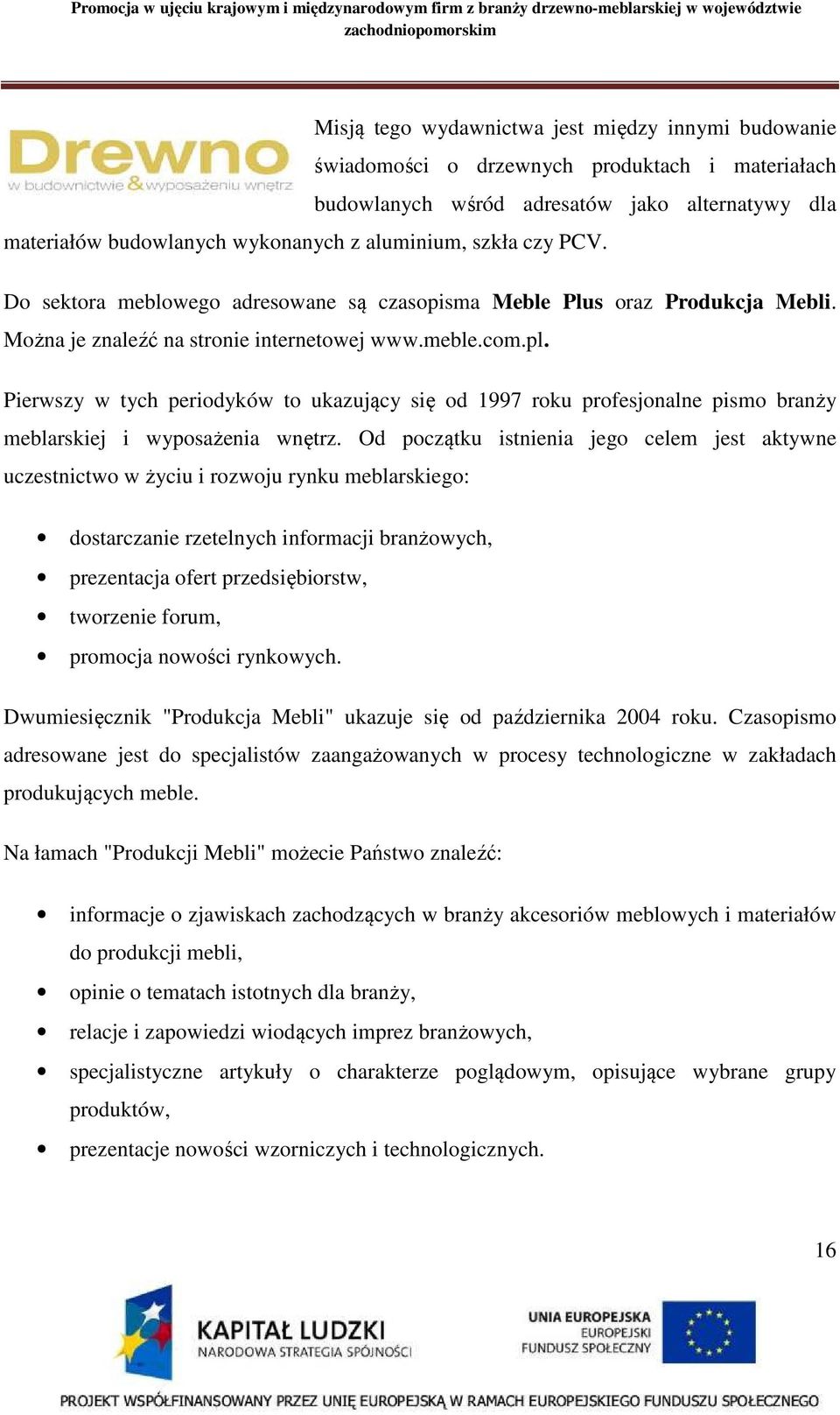 Pierwszy w tych periodyków to ukazujący się od 1997 roku profesjonalne pismo branży meblarskiej i wyposażenia wnętrz.