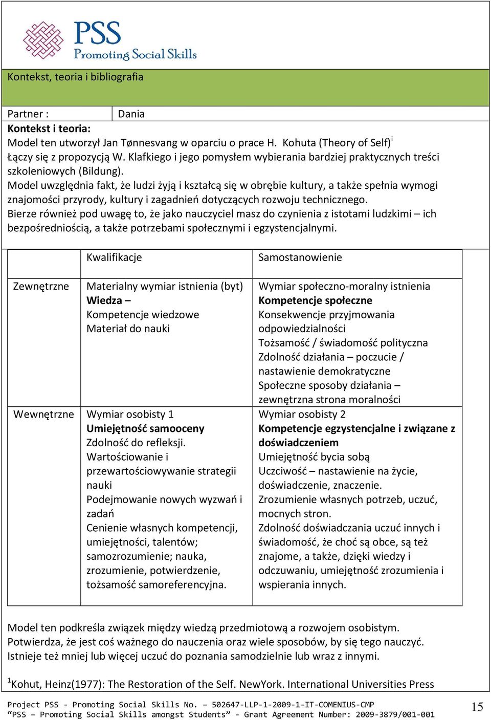 Model uwzględnia fakt, że ludzi żyją i kształcą się w obrębie kultury, a także spełnia wymogi znajomości przyrody, kultury i zagadnień dotyczących rozwoju technicznego.