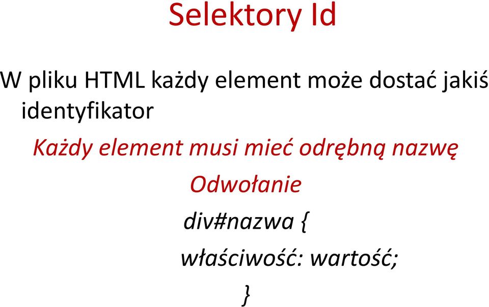 identyfikator Każdy element musi mied