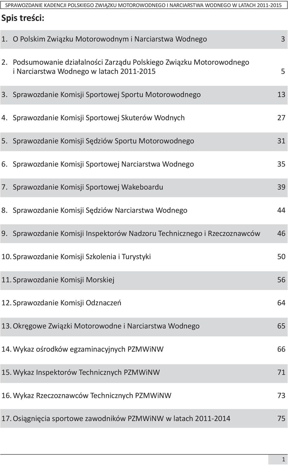 Sprawozdanie Komisji Sportowej Narciarstwa Wodnego 35 7. Sprawozdanie Komisji Sportowej Wakeboardu 39 8. Sprawozdanie Komisji Sędziów Narciarstwa Wodnego 44 9.