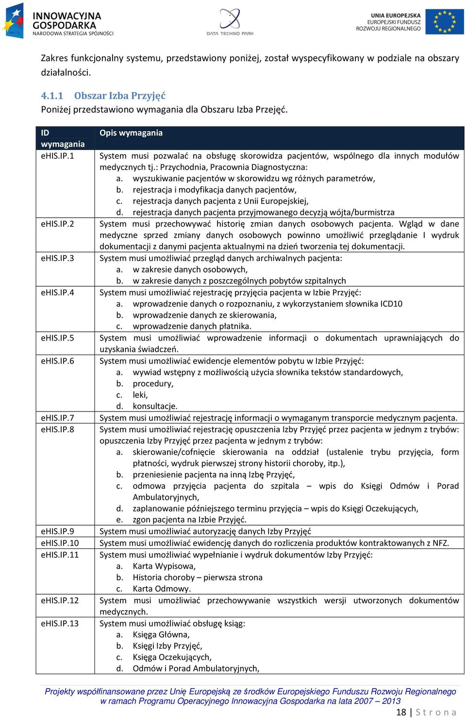 : Przychodnia, Pracownia Diagnostyczna: a. wyszukiwanie pacjentów w skorowidzu wg różnych parametrów, b. rejestracja i modyfikacja danych pacjentów, c.