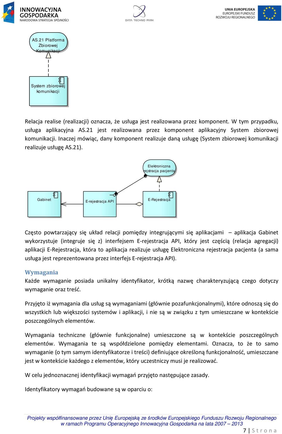 Elektroniczna rejstracja pacjenta Gabinet E-rejestracja API E-Rejestracja Często powtarzający się układ relacji pomiędzy integrującymi się aplikacjami aplikacja Gabinet wykorzystuje (integruje się z)