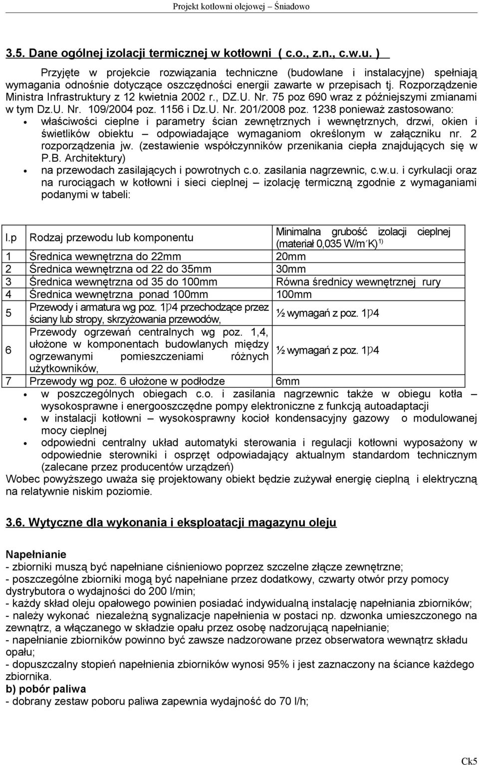 Rozporządzenie Ministra Infrastruktury z 12 kwietnia 2002 r., DZ.U. Nr. 75 poz 690 wraz z późniejszymi zmianami w tym Dz.U. Nr. 109/2004 poz. 1156 i Dz.U. Nr. 201/2008 poz.