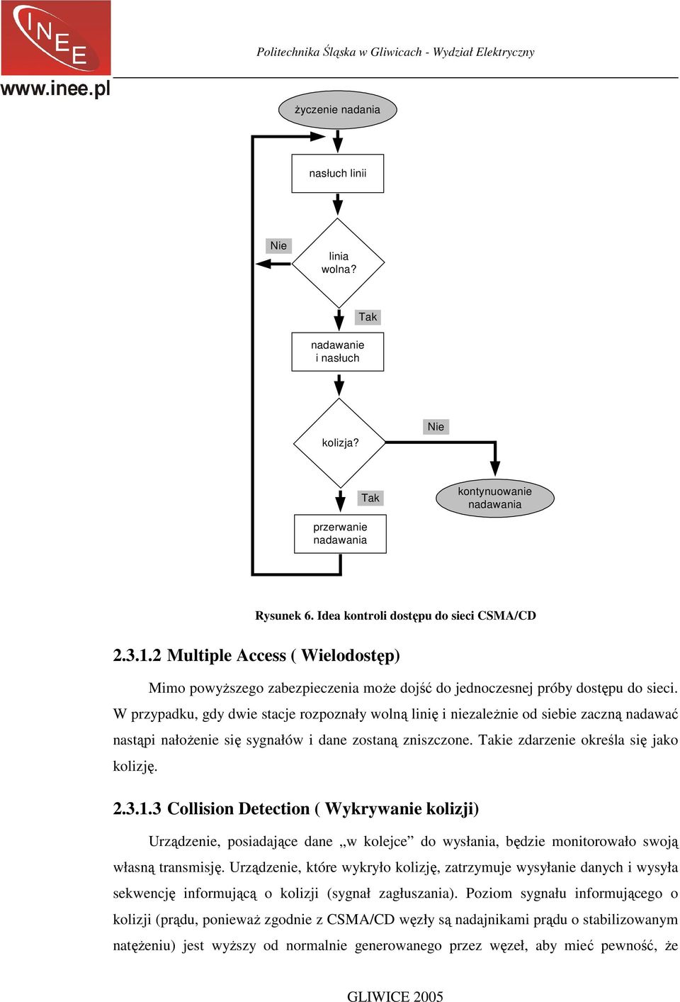 W przypadku, gdy dwie stacje rozpoznały wolną linię i niezależnie od siebie zaczną nadawać nastąpi nałożenie się sygnałów i dane zostaną zniszczone. Takie zdarzenie określa się jako kolizję. 2.3.1.