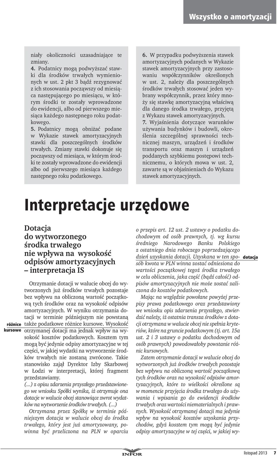 podatkowego. 5. Podatnicy mogą obniżać podane w Wykazie stawek amortyzacyjnych stawki dla poszczególnych środków trwałych.