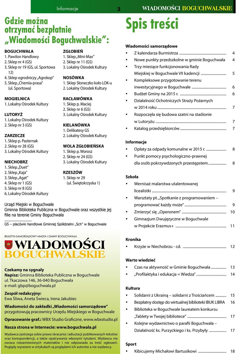 Lokalny Ośrodek Kultury NIECHOBRZ 1. Sklep Duet 2. Sklep Kaja 3. Sklep Agat 4. Sklep nr 1 (GS) 5. Sklep nr 8 (GS) 6. Lokalny Ośrodek Kultury ZGŁOBIEŃ 1. Sklep Mini-Max 2. Sklep nr 11 (GS) 3.