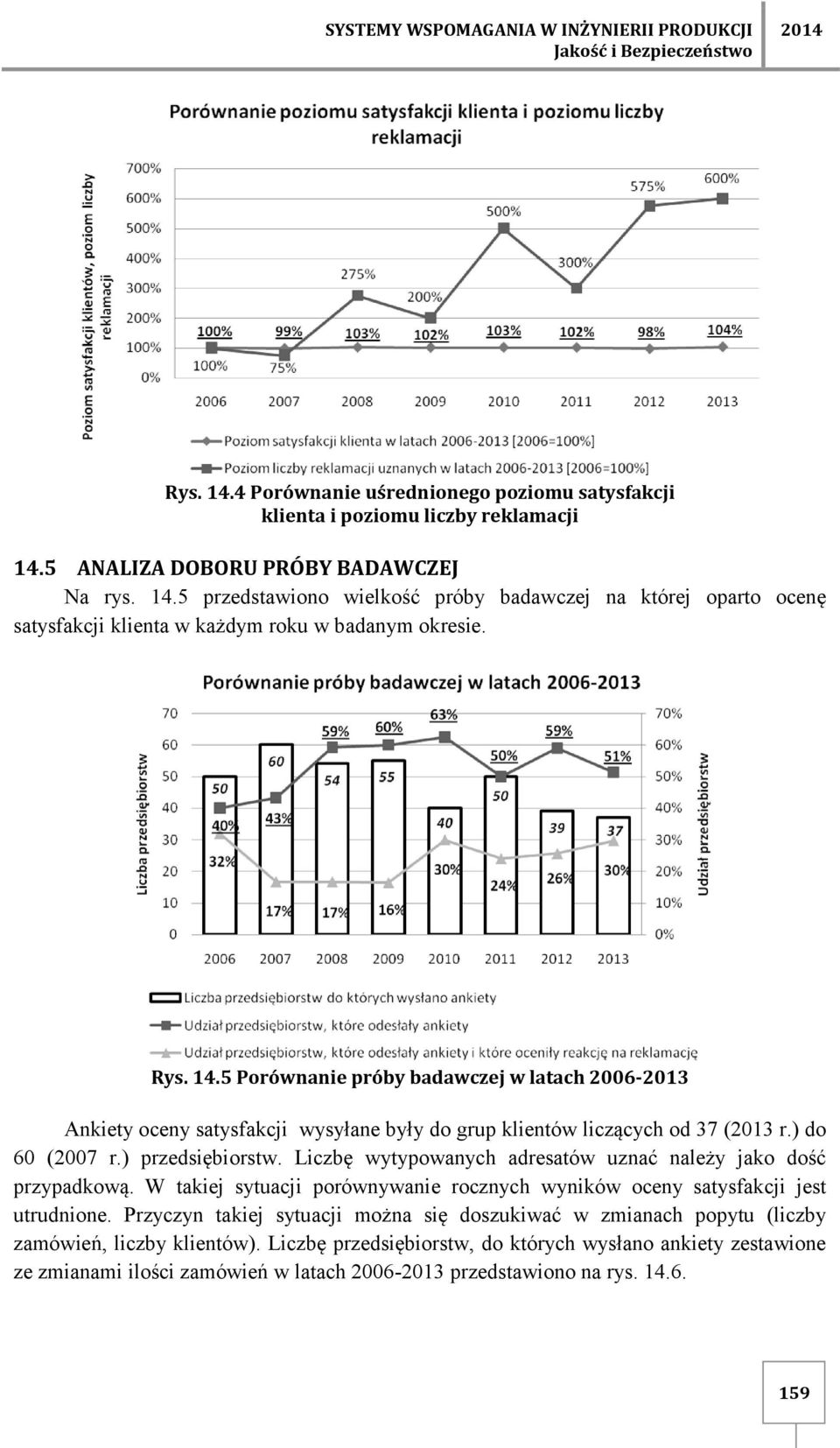 ) do 60 (2007 r.) przedsiębiorstw. Liczbę wytypowanych adresatów uznać należy jako dość przypadkową. W takiej sytuacji porównywanie rocznych wyników oceny satysfakcji jest utrudnione.