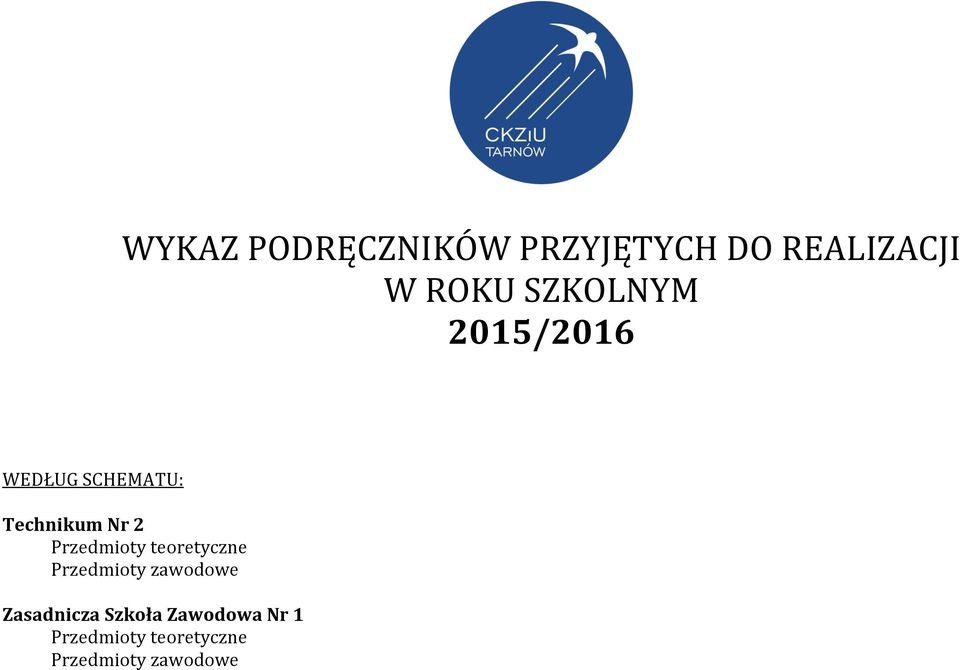 Przedmioty teoretyczne Przedmioty zawodowe Zasadnicza