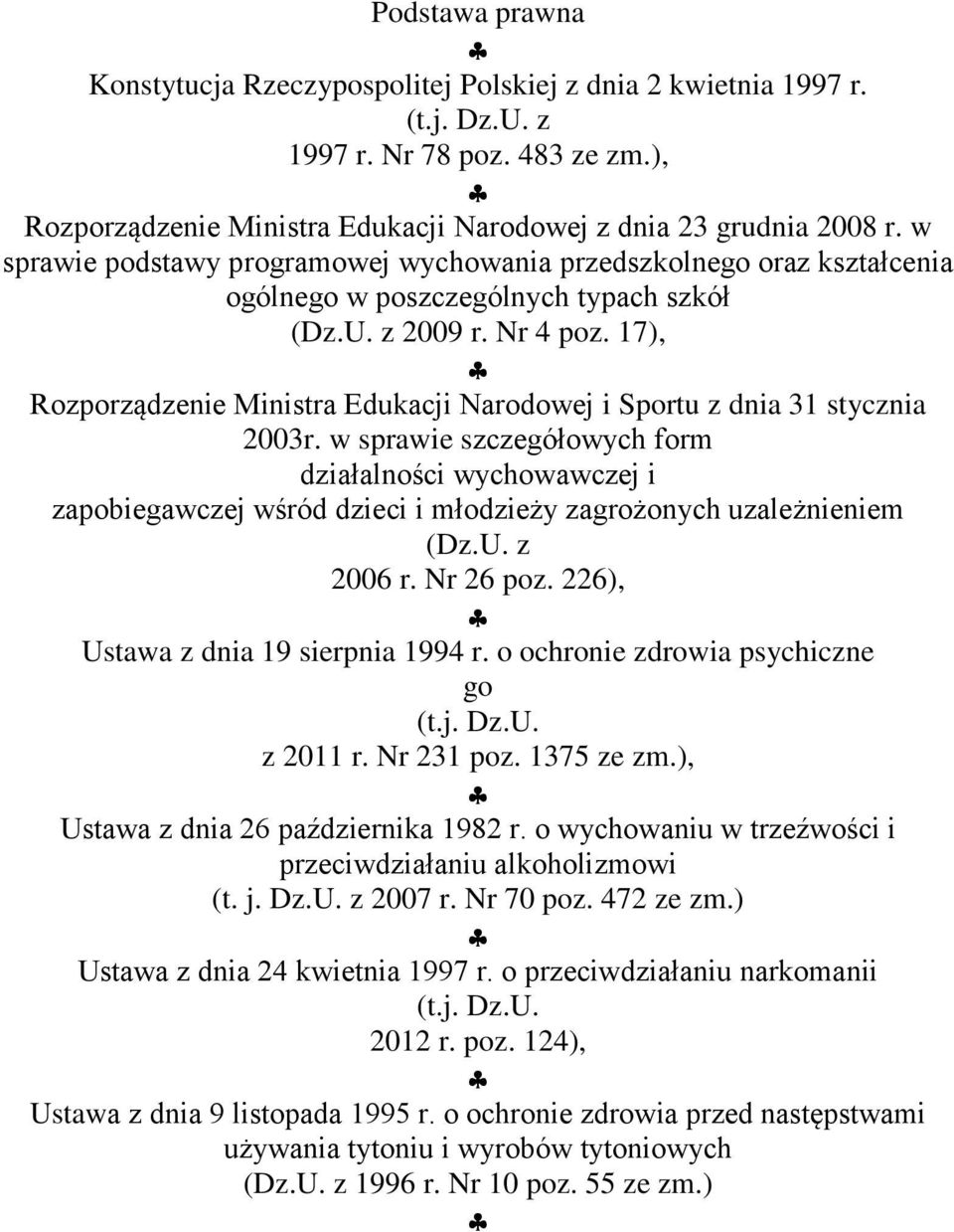 17), Rozporządzenie Ministra Edukacji Narodowej i Sportu z dnia 31 stycznia 2003r.