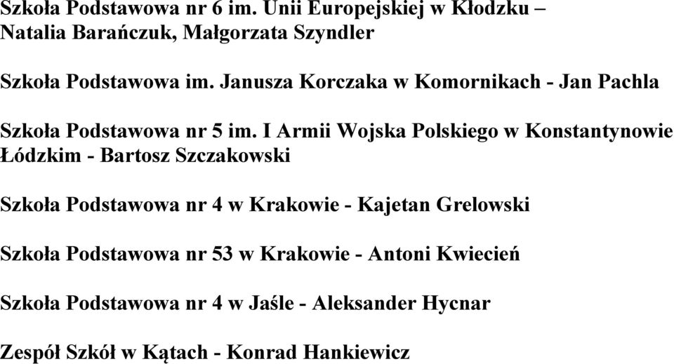 I Armii Wojska Polskiego w Konstantynowie Łódzkim - Bartosz Szczakowski Szkoła Podstawowa nr 4 w Krakowie -