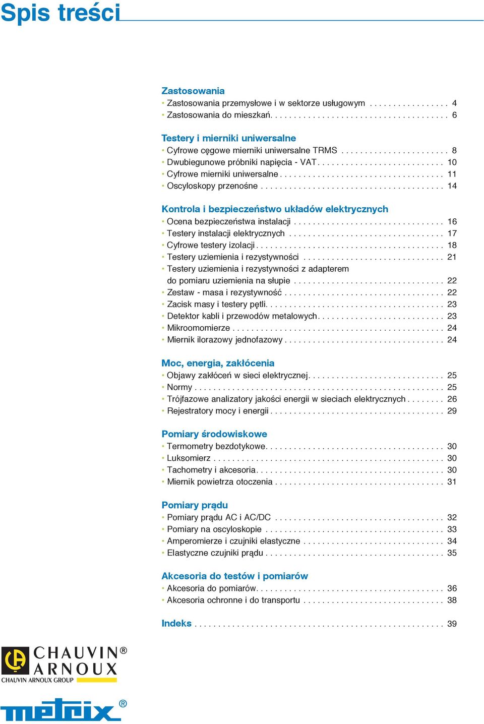 .. 16 Testery instalacji elektrycznych... 17 Cyfrowe testery izolacji... 18 Testery uziemienia i rezystywności... 21 Testery uziemienia i rezystywności z adapterem do pomiaru uziemienia na słupie.