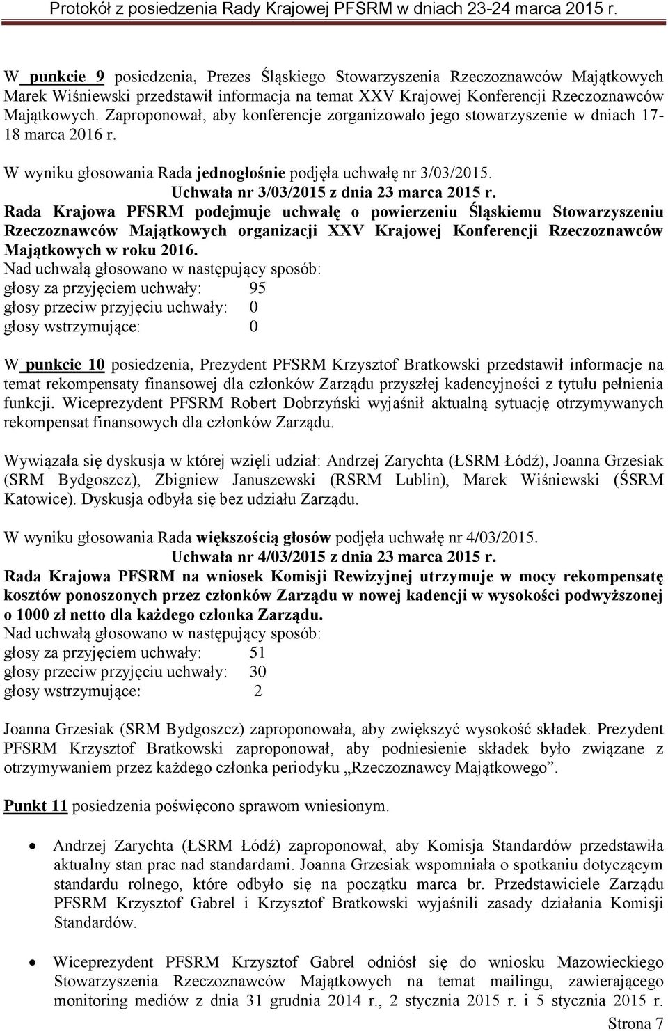 Uchwała nr 3/03/2015 z dnia 23 marca 2015 r.