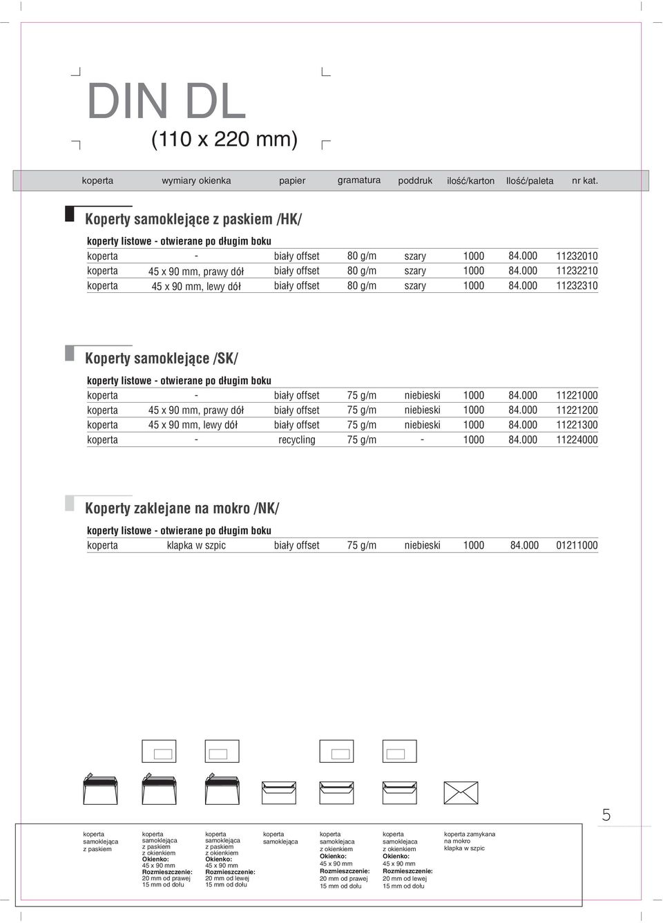 000 84.000 11232010 11232210 11232310 Koperty samoklej¹ce /SK/ koperty listowe otwierane po d³ugim boku, prawy dó³, lewy dó³ recycling 0 0 0 0 84.