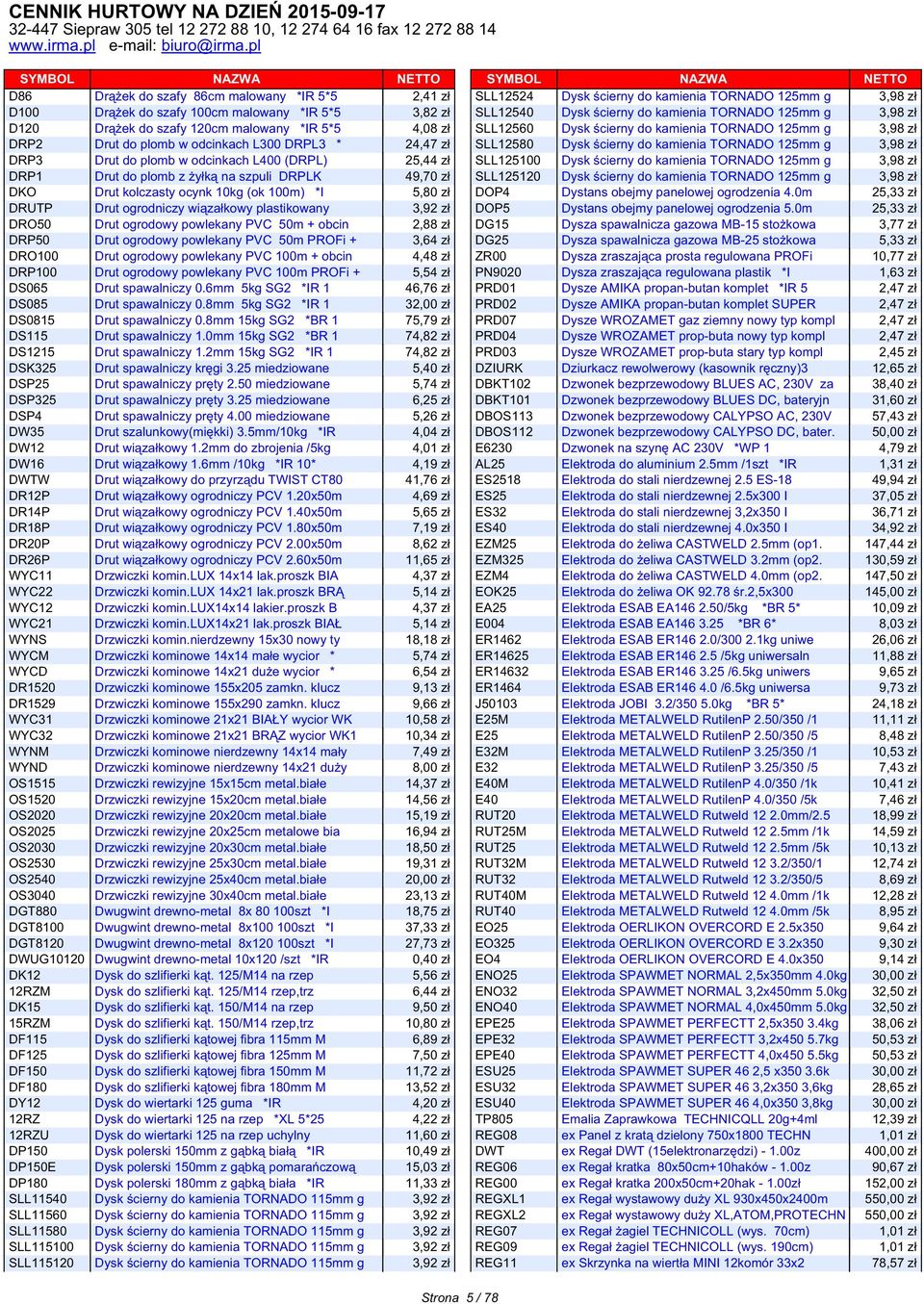 plastikowany 3,92 zł DRO50 Drut ogrodowy powlekany PVC 50m + obcin 2,88 zł DRP50 Drut ogrodowy powlekany PVC 50m PROFi + 3,64 zł DRO100 Drut ogrodowy powlekany PVC 100m + obcin 4,48 zł DRP100 Drut