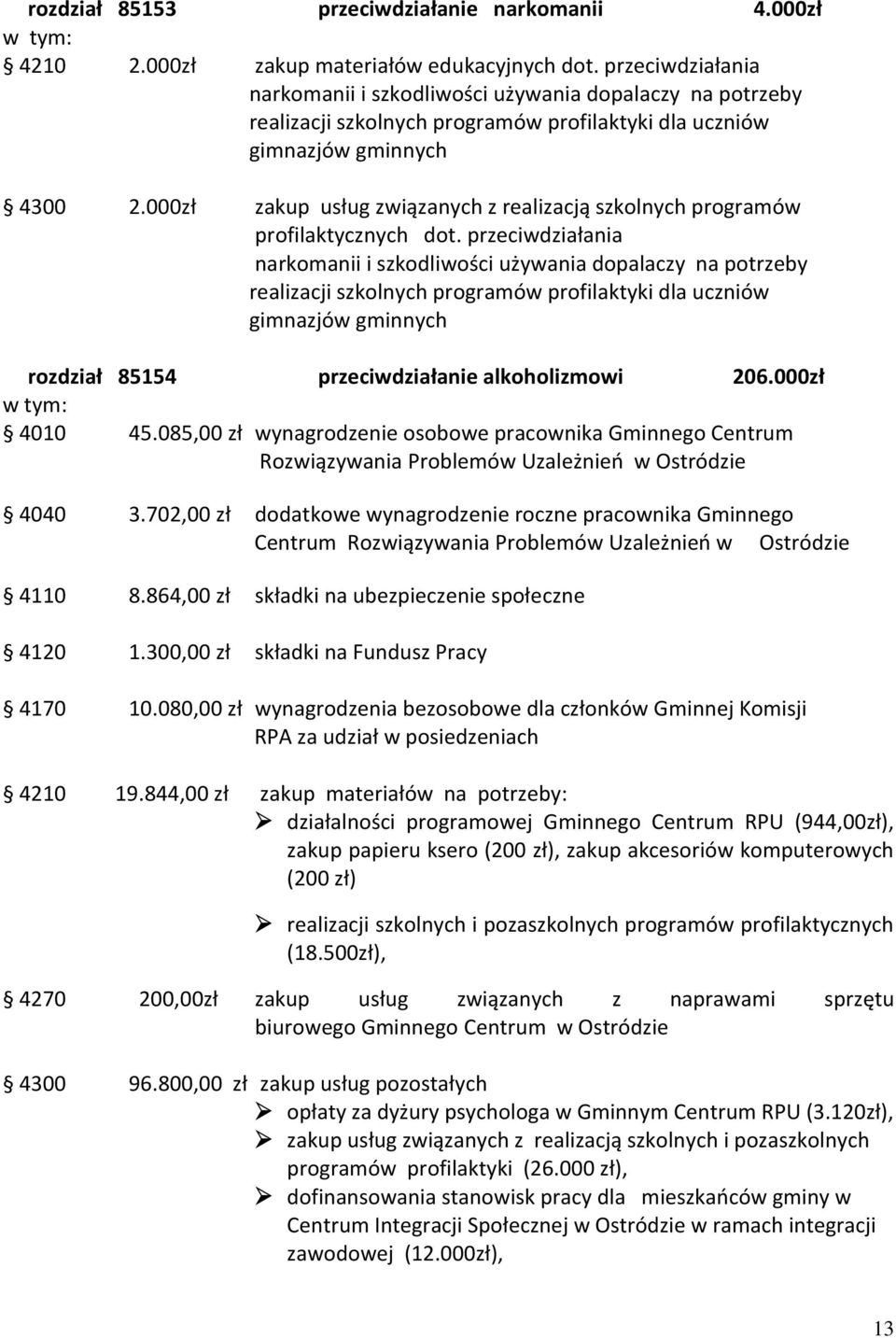 000zł zakup usług związanych z realizacją szkolnych programów profilaktycznych dot.