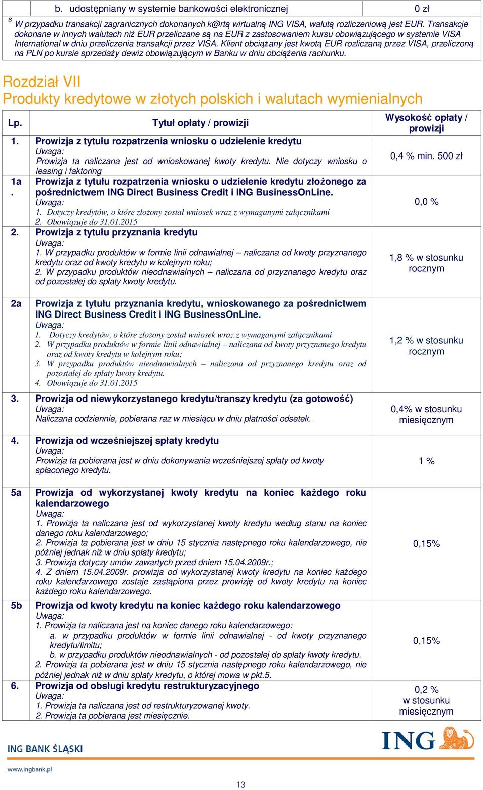 Klient obciążany jest kwotą EUR rozliczaną przez VISA, przeliczoną na PLN po kursie sprzedaży dewiz obowiązującym w Banku w dniu obciążenia rachunku.