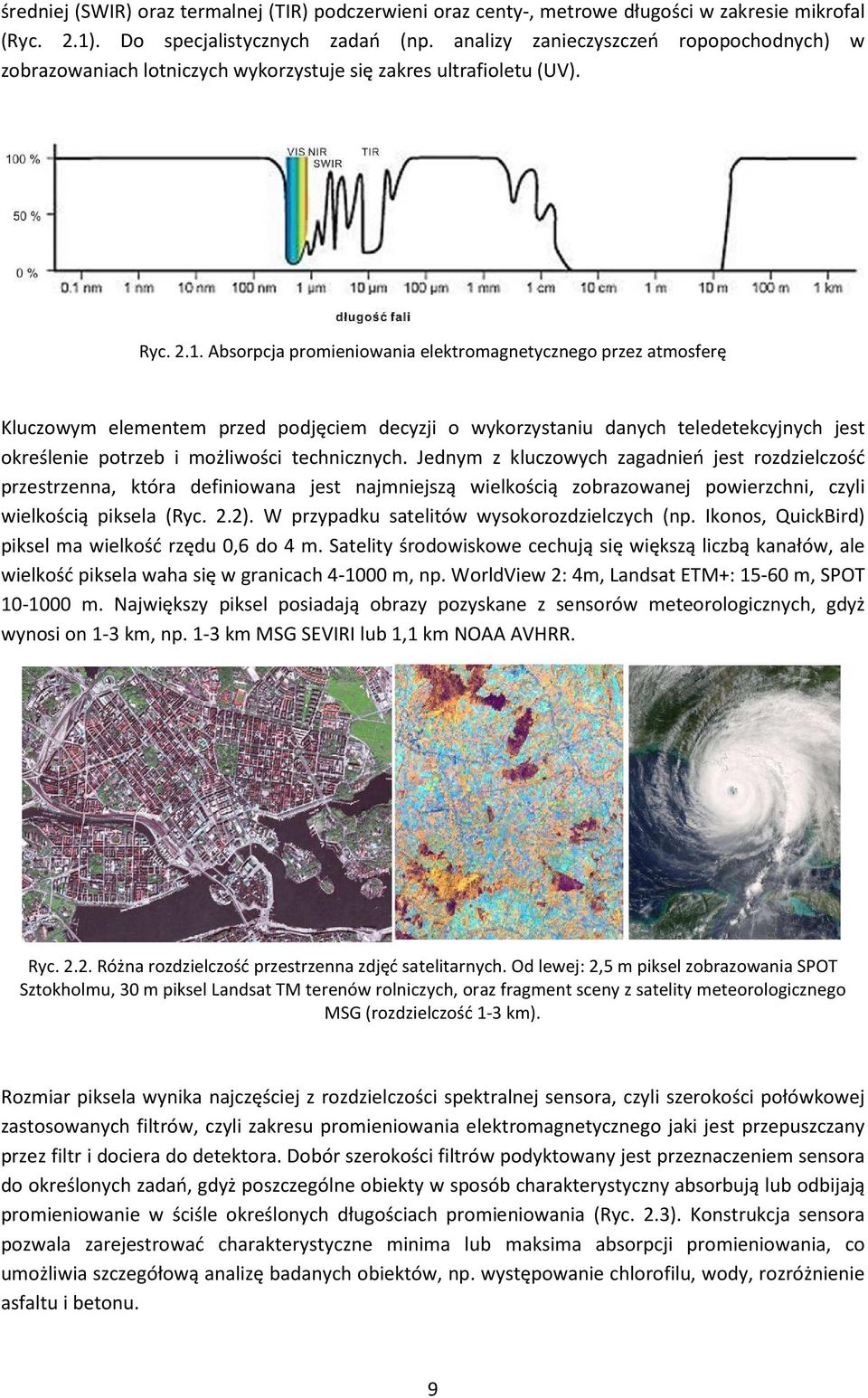 Absorpcja promieniowania elektromagnetycznego przez atmosferę Kluczowym elementem przed podjęciem decyzji o wykorzystaniu danych teledetekcyjnych jest określenie potrzeb i możliwości technicznych.