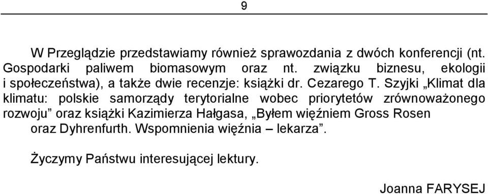 Szyjki Klimat dla klimatu: polskie samorządy terytorialne wobec priorytetów zrównoważonego rozwoju oraz książki