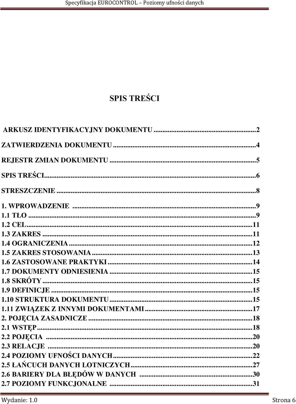 .. 15 1.9 DEFINICJE... 15 1.10 STRUKTURA DOKUMENTU... 15 1.11 ZWIĄZEK Z INNYMI DOKUMENTAMI... 17 2. POJĘCIA ZASADNICZE... 18 2.1 WSTĘP... 18 2.2 POJĘCIA... 20 2.