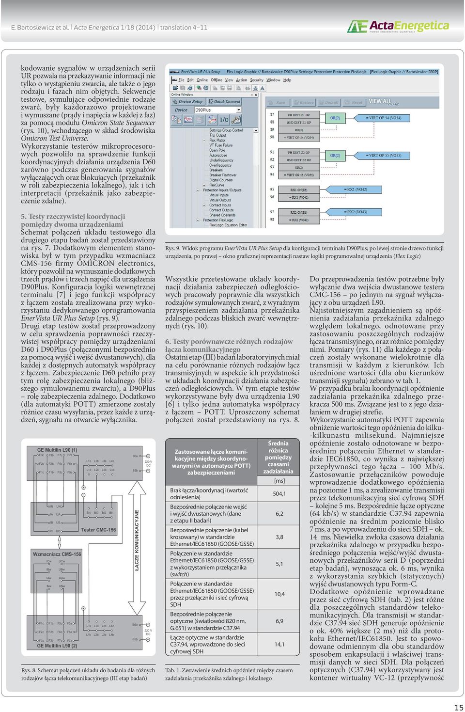 objętych. Sekwencje testowe, symulujące odpowiednie rodzaje zwarć, były każdorazowo projektowane i wymuszane (prądy i napięcia w każdej z faz) za pomocą modułu Omicron State Sequencer (rys.