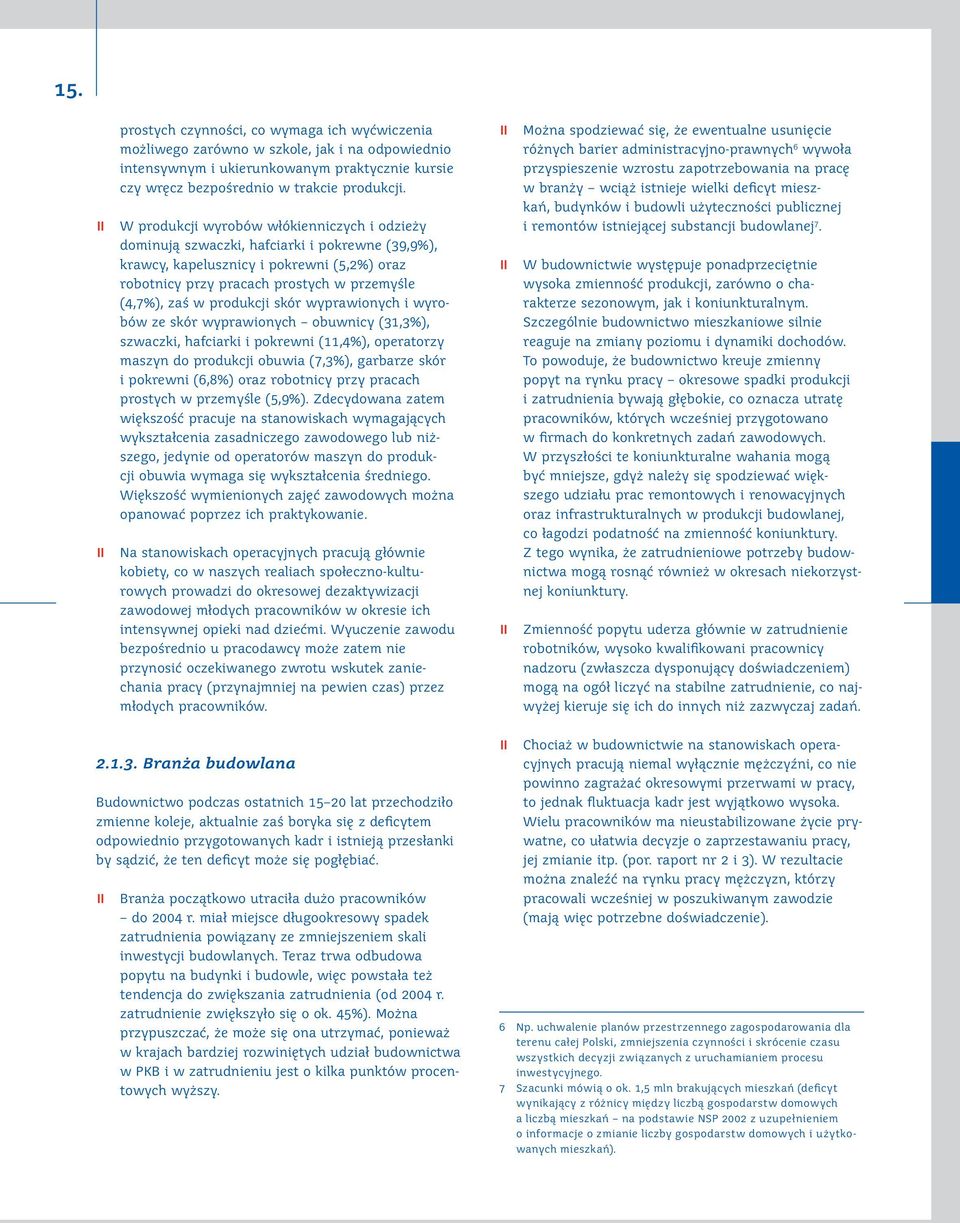 produkcji skór wyprawionych i wyrobów ze skór wyprawionych obuwnicy (31,3%), szwaczki, hafciarki i pokrewni (11,4%), operatorzy maszyn do produkcji obuwia (7,3%), garbarze skór i pokrewni (6,8%) oraz