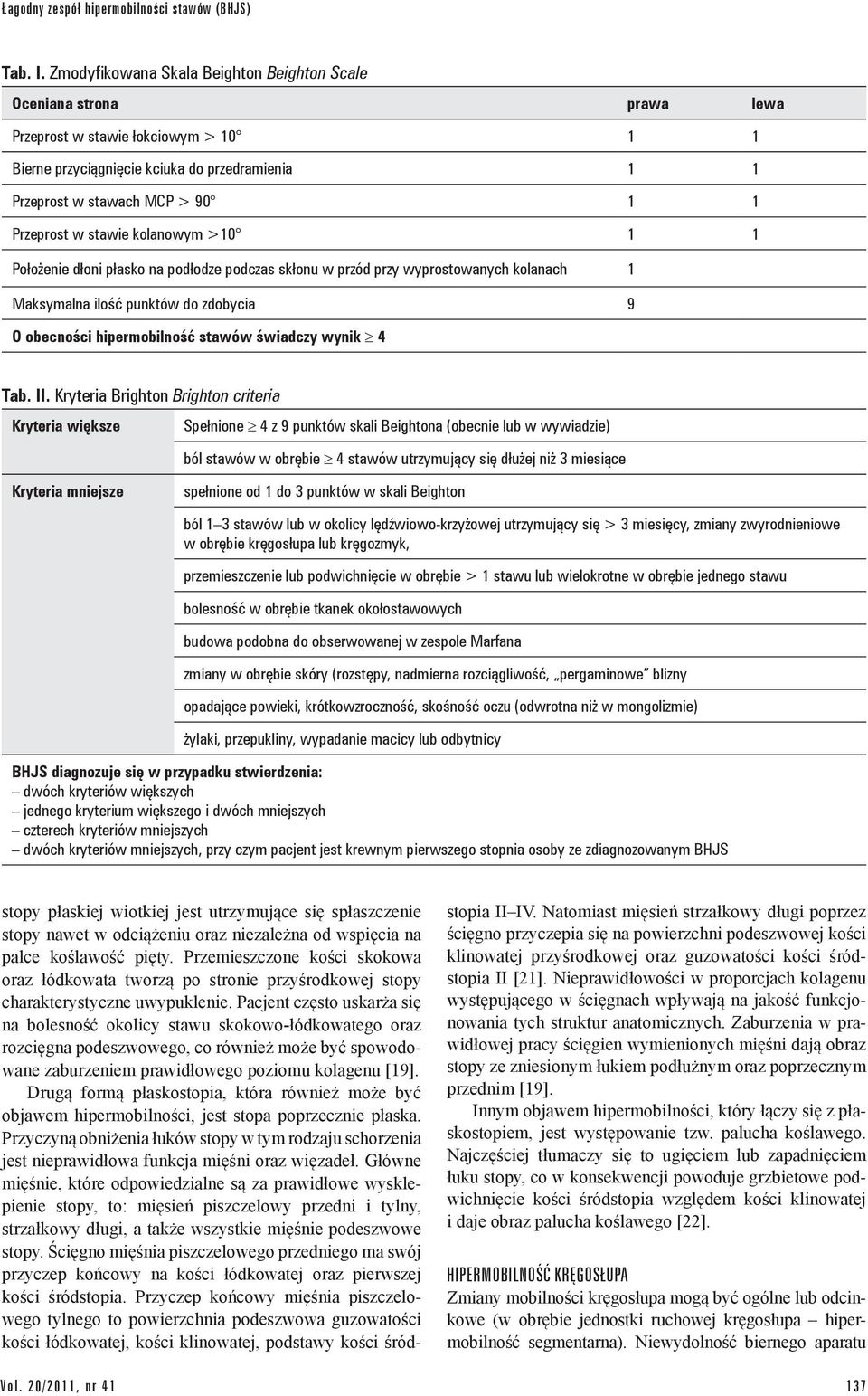 Przeprost w stawie kolanowym >10 1 1 Położenie dłoni płasko na podłodze podczas skłonu w przód przy wyprostowanych kolanach 1 Maksymalna ilość punktów do zdobycia 9 O obecności hipermobilność stawów