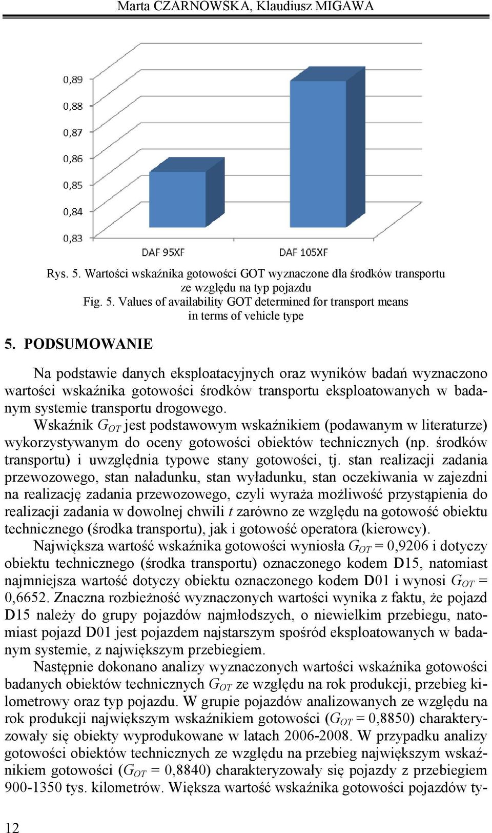 Wskaźnik G OT jest podstawowym wskaźnikiem (podawanym w literaturze) wykorzystywanym do oceny gotowości obiektów technicznych (np. środków transportu) i uwzględnia typowe stany gotowości, tj.