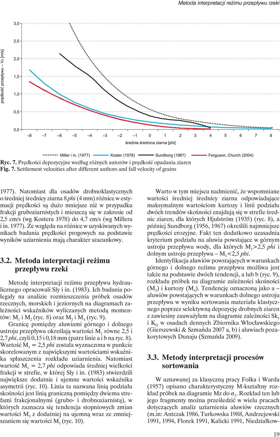 2,5 cm/s (wg Kostera 1978) do 4,7 cm/s (wg Millera i in. 1977). Ze względu na różnice w uzyskiwanych wynikach badania prędkości progowych na podstawie wyników uziarnienia mają charakter szacunkowy. 3.