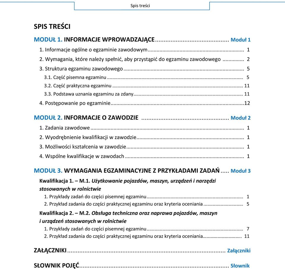 INFORMACJE O ZAWODZIE... Moduł 2 1. Zadania zawodowe... 1 2. Wyodrębnienie kwalifikacji w zawodzie... 1 3. Możliwości kształcenia w zawodzie... 1 4. Wspólne kwalifikacje w zawodach... 1 MODUŁ 3.