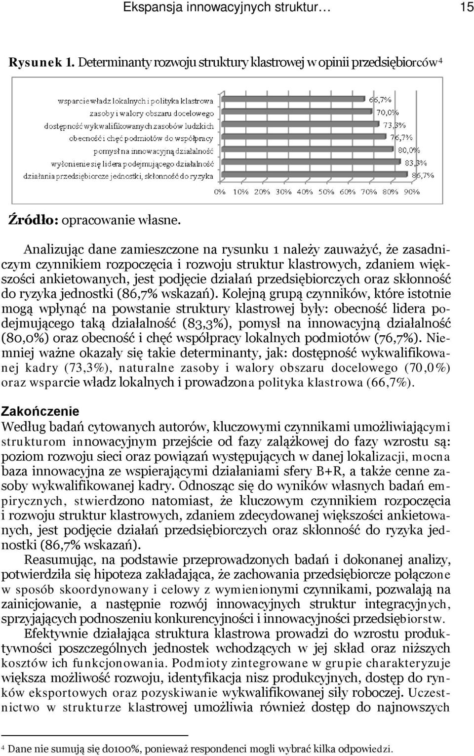 przedsiębiorczych oraz skłonność do ryzyka jednostki (86,7% wskazań).