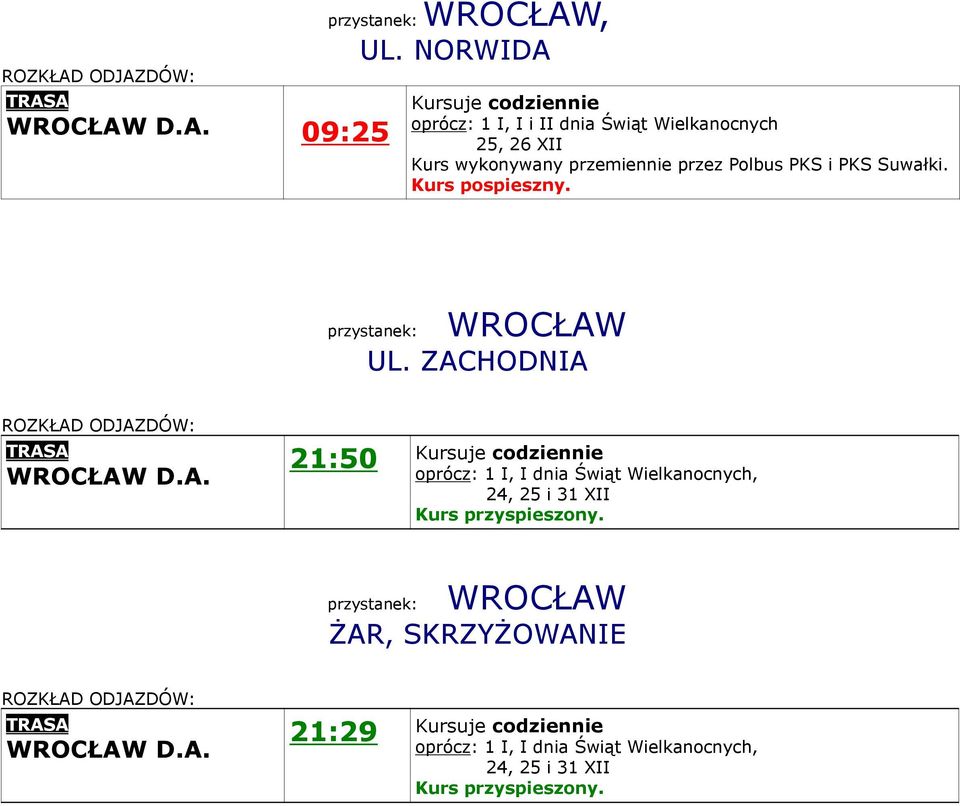 Wielkanocnych 25, 26 XII Kurs wykonywany