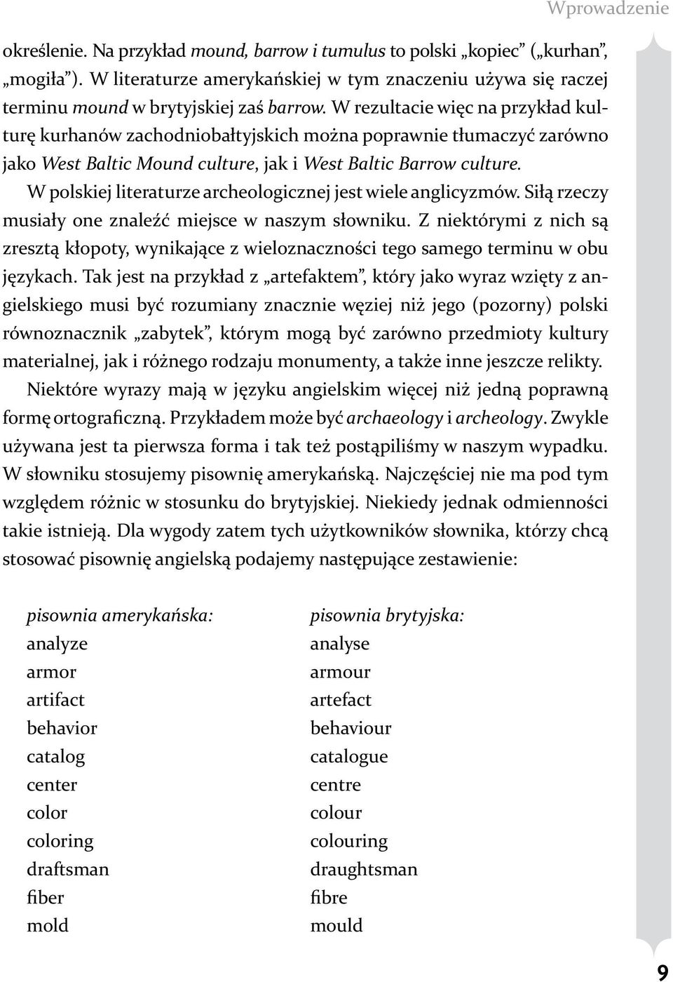 W polskiej literaturze archeologicznej jest wiele anglicyzmów. Siłą rzeczy musiały one znaleźć miejsce w naszym słowniku.