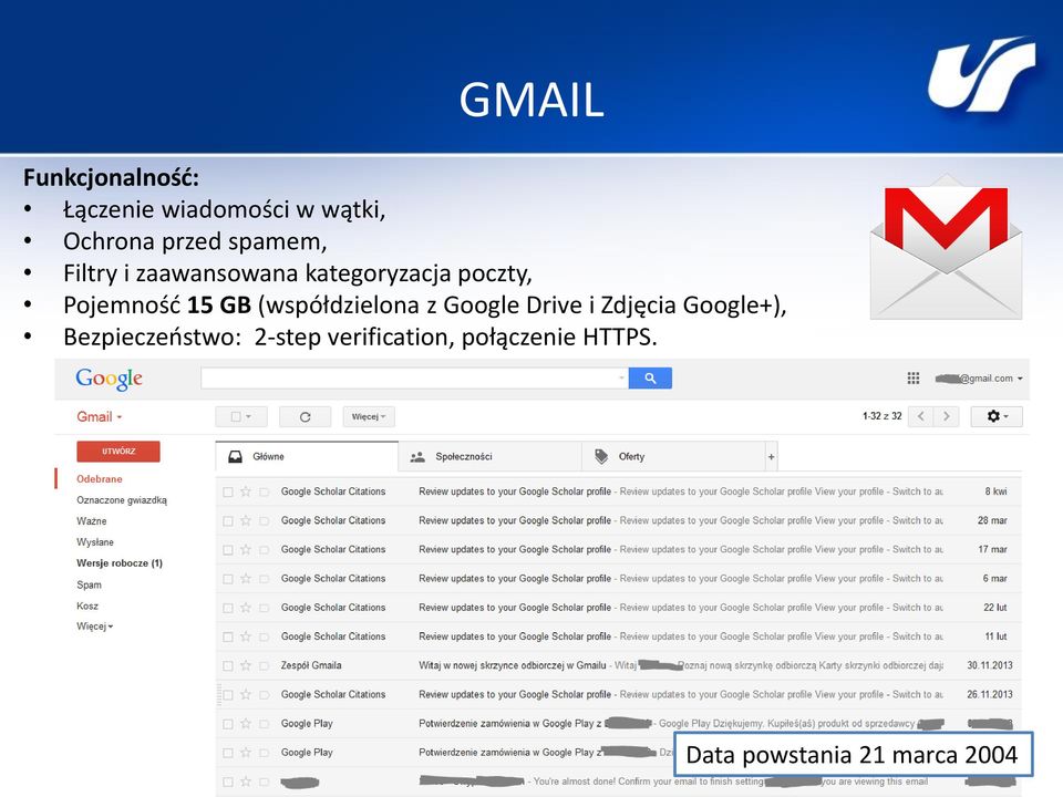 GB (współdzielona z Google Drive i Zdjęcia Google+),